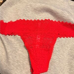 Red Lace Thong Panty - Women Intimates VS pink